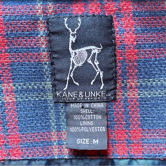 Kane & Unke Plaid Quilted Corduroy Vest Size Medium Navy Blue Burgundy Red - Picture 10 of 11